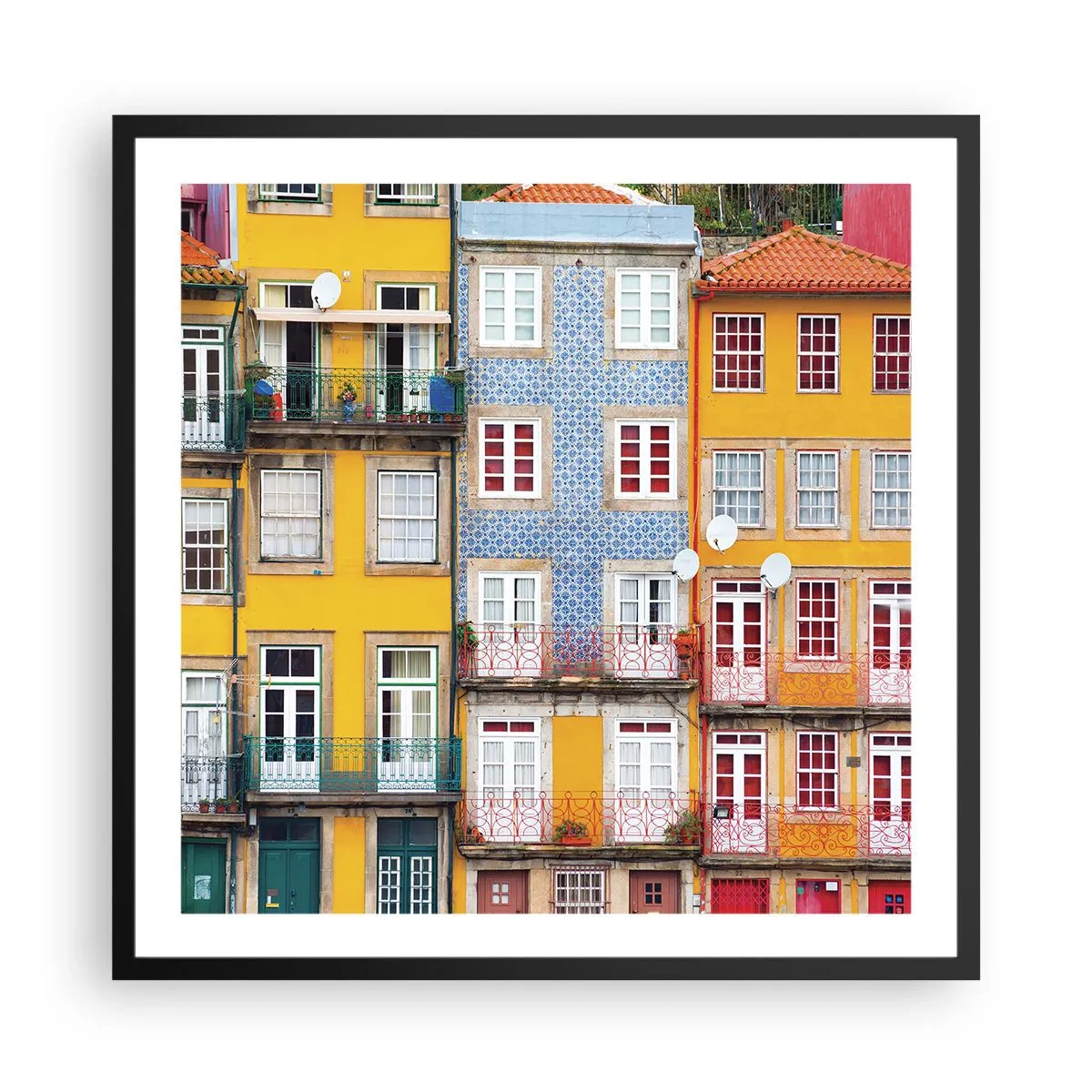 Poster in black frame - Colours of Old Town - 60x60 cm