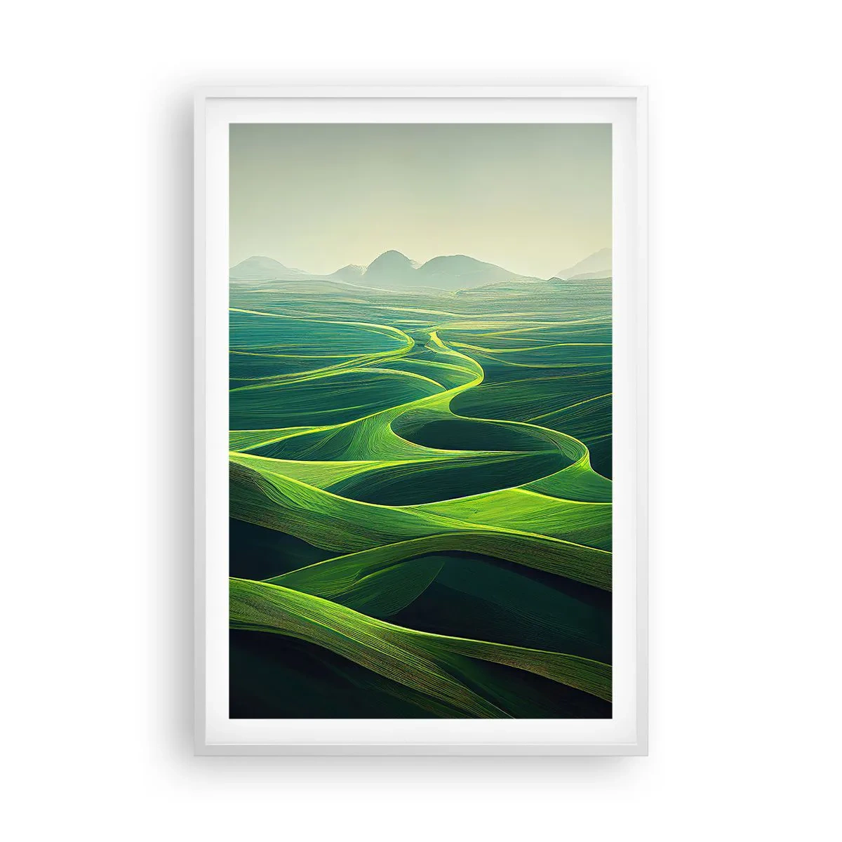 Poster in white frmae - In Green Valleys - 61x91 cm