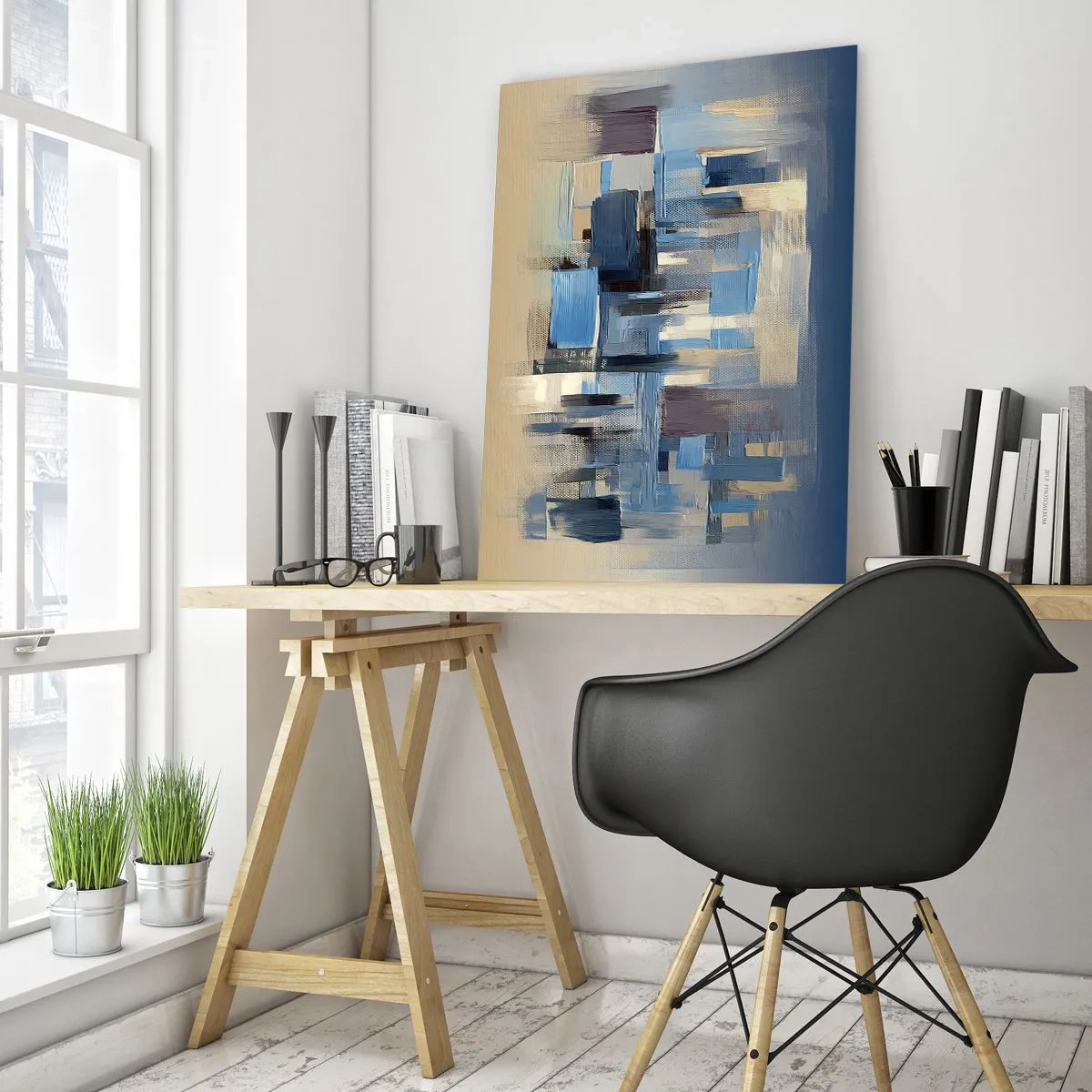Glass picture - Blue Construction - 50x70 cm