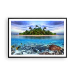 Poster in black frame - Heavenly Island Invites You - 91x61 cm
