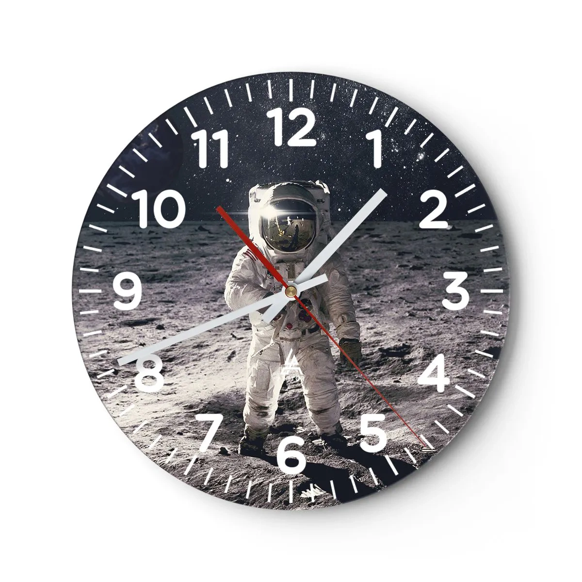 Wall clock - Clock on glass - Greetings from the Moon - 40x40 cm