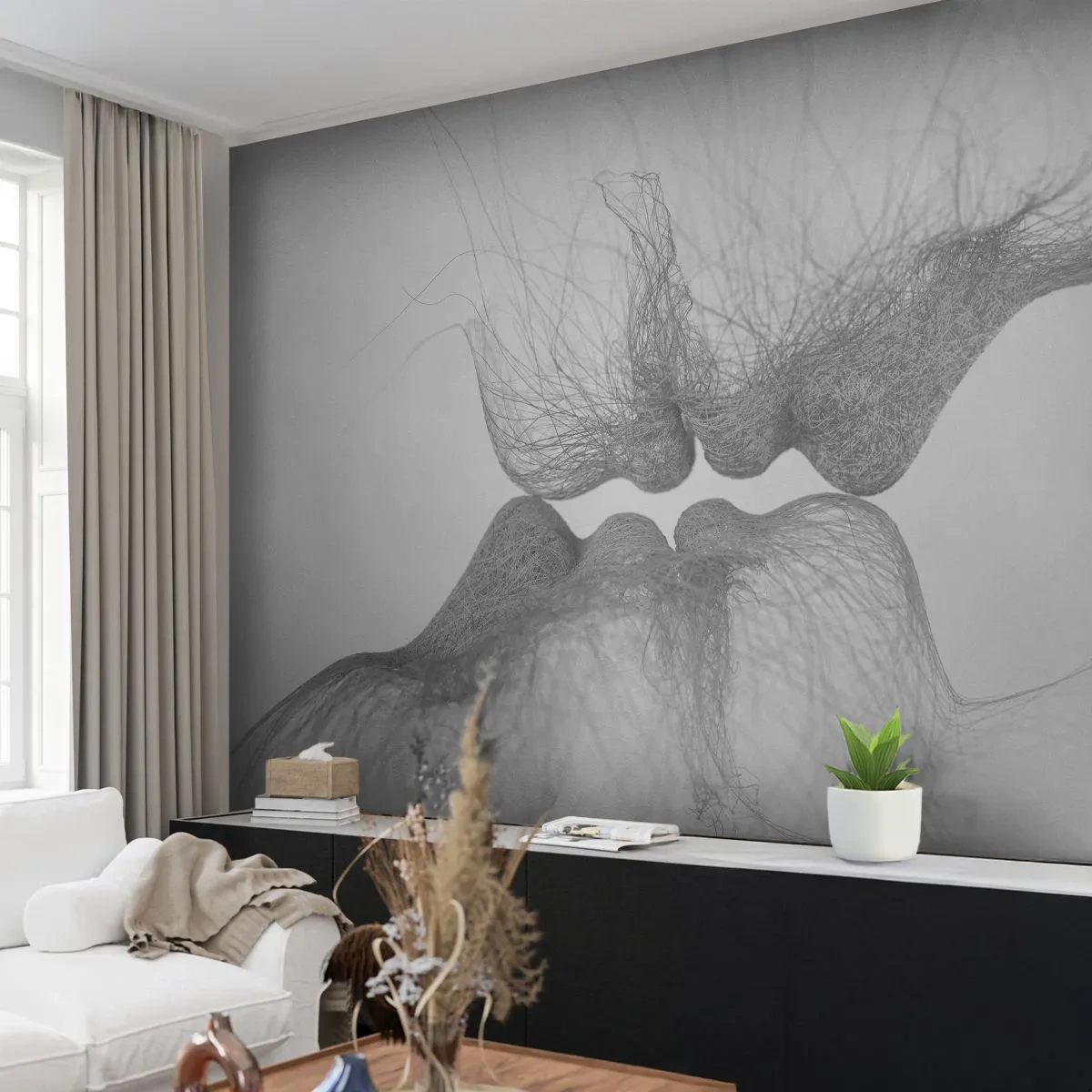 Self-Adhesive Photo Wallpaper Deluxe Sticker - Kiss of the Wind - Abstraction, Graphics, Love - 400x280 cm