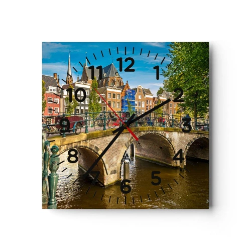 Wall clock - Clock on glass - Spring over the Canal - 30x30 cm