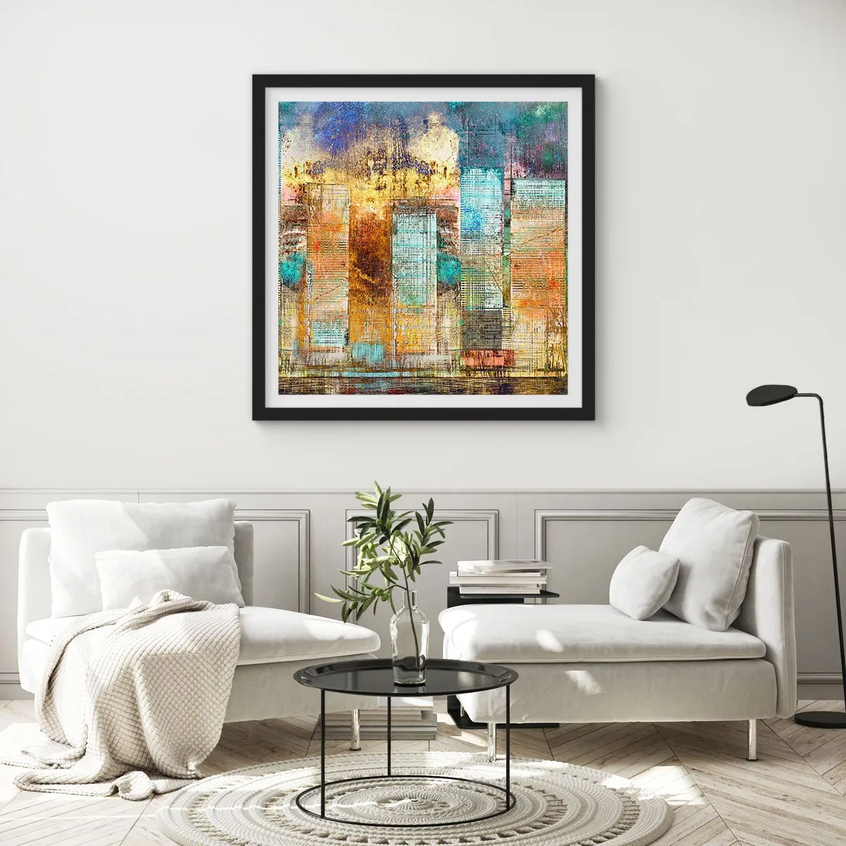 Poster in black frame - Sunny Metropolis - 30x30 cm