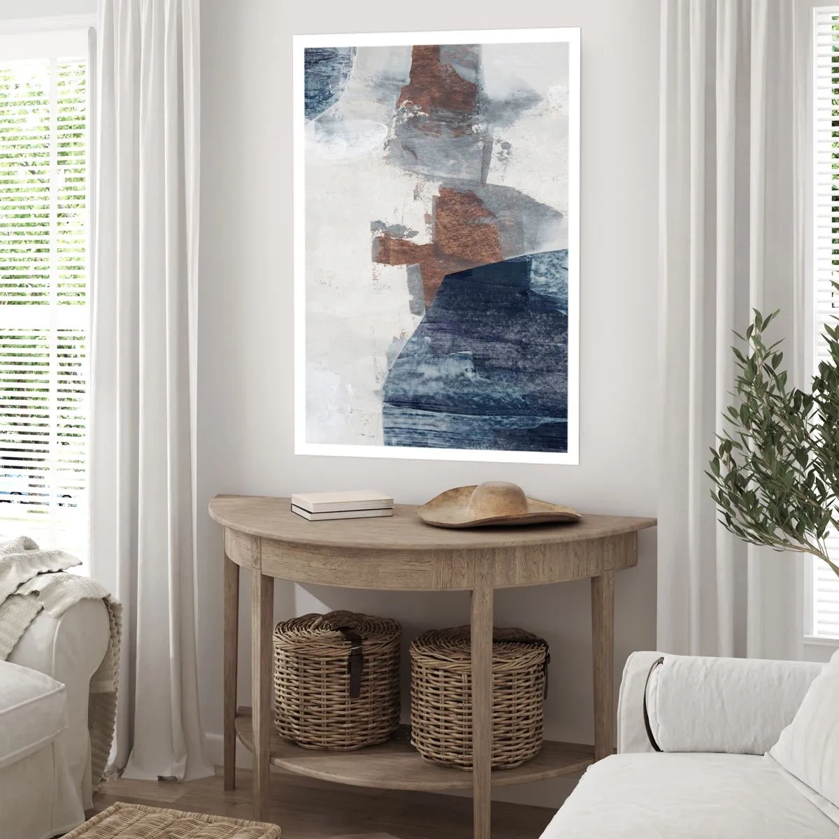 Poster - Blue and Brown Shapes - 30x40 cm