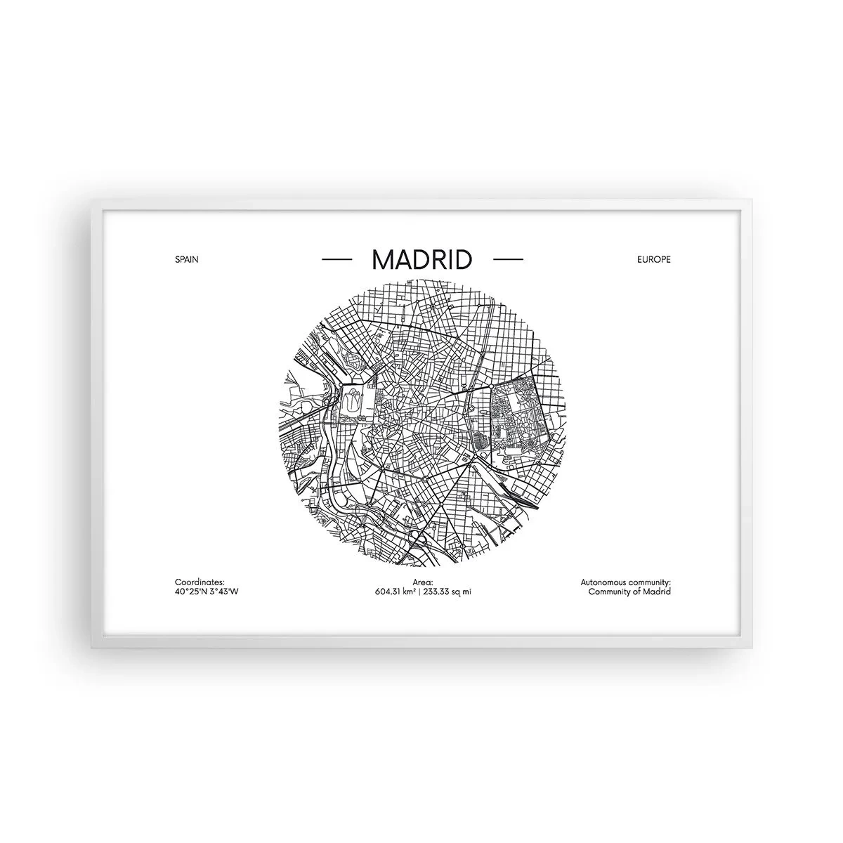 Poster in white frmae - Anatomy of Madrid - 91x61 cm