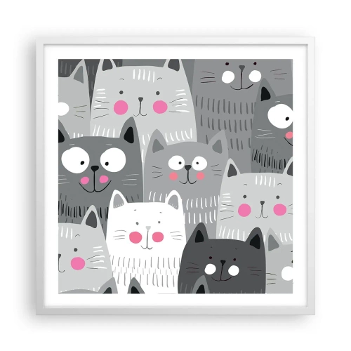 Poster in white frmae - Cat's World - 60x60 cm