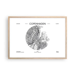 Poster in light oak frame - Anatomy of Copenhagen - 70x50 cm