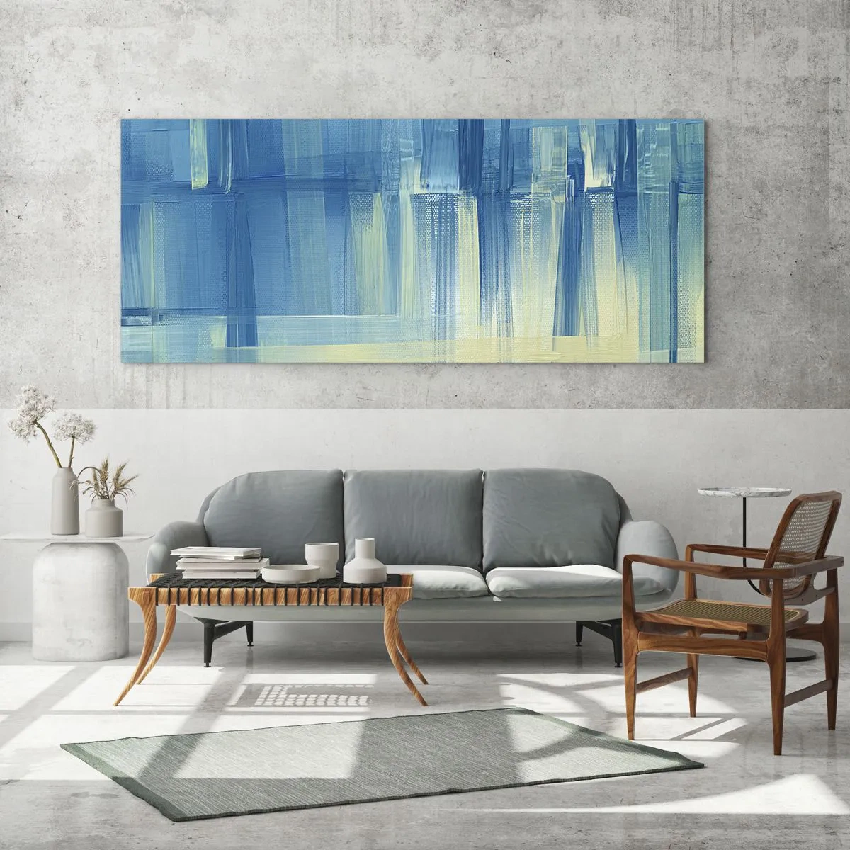 Glass picture - Composition In Turquoise - 120x50 cm