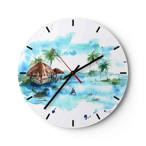 Wall clock - Clock on glass - Somewhere in the Pacific - 40x40 cm