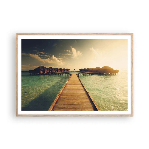 Poster in light oak frame - Warm Welcome - 100x70 cm