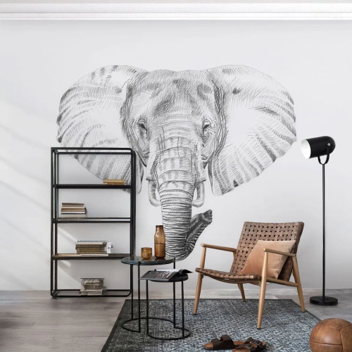Self-Adhesive Photo Wallpaper Deluxe Sticker - There Once Was an Elephnat - Animals, Elephant, Graphics - 150x105 cm