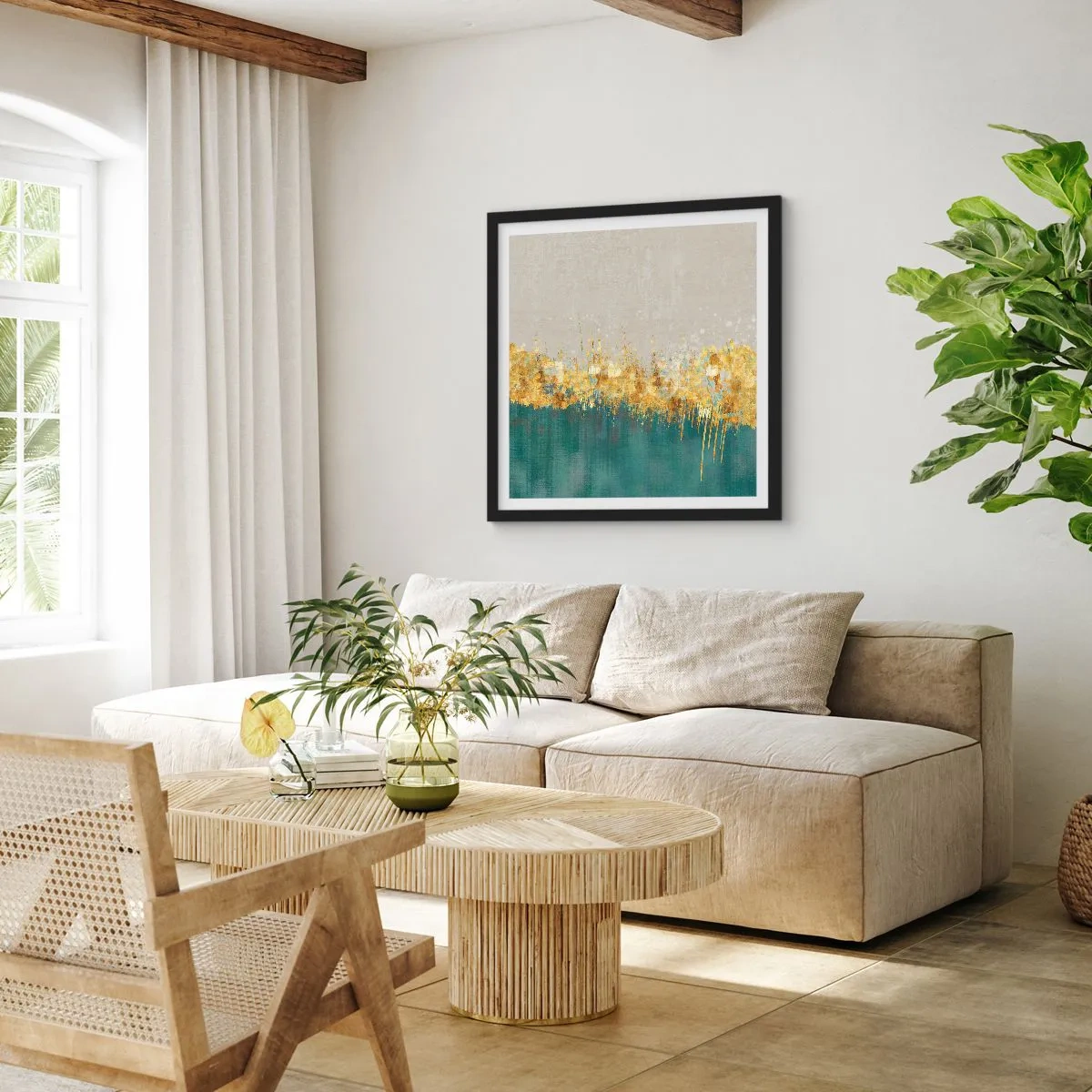 Poster in black frame - Golden Border - 60x60 cm