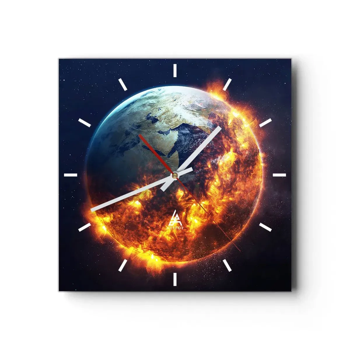 Wall clock - Clock on glass - Flame of Apocalypse - 40x40 cm