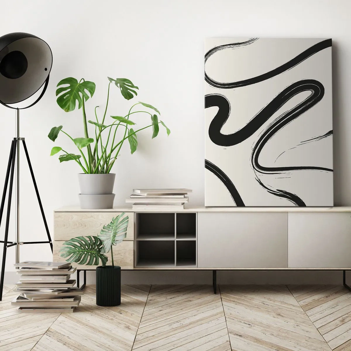 Canvas picture - Black and White Fancy - 65x120 cm