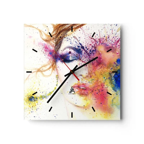 Wall clock - Clock on glass - Rainbow Dizziness - 40x40 cm