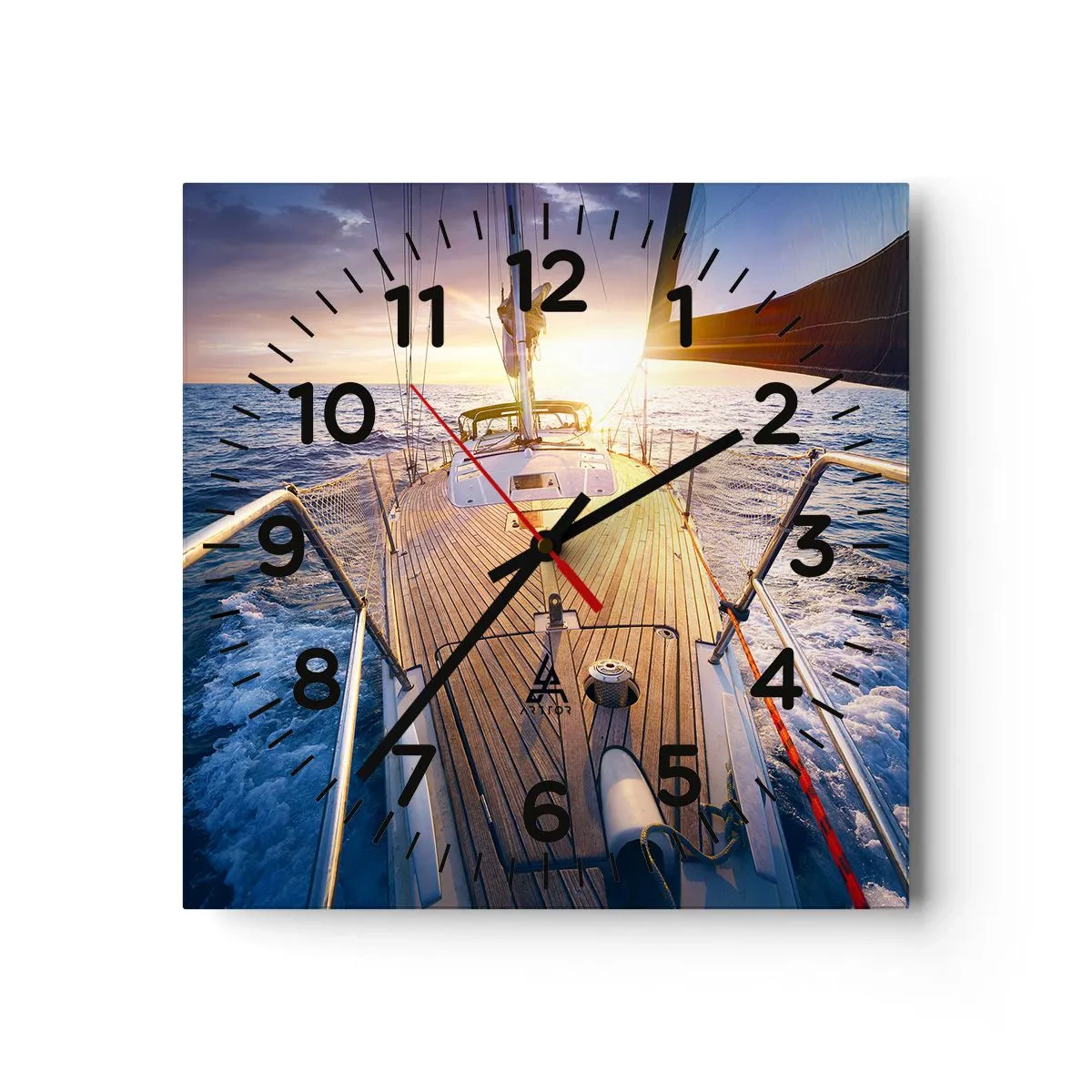 Wall clock - Clock on glass - Running on Waves - 40x40 cm