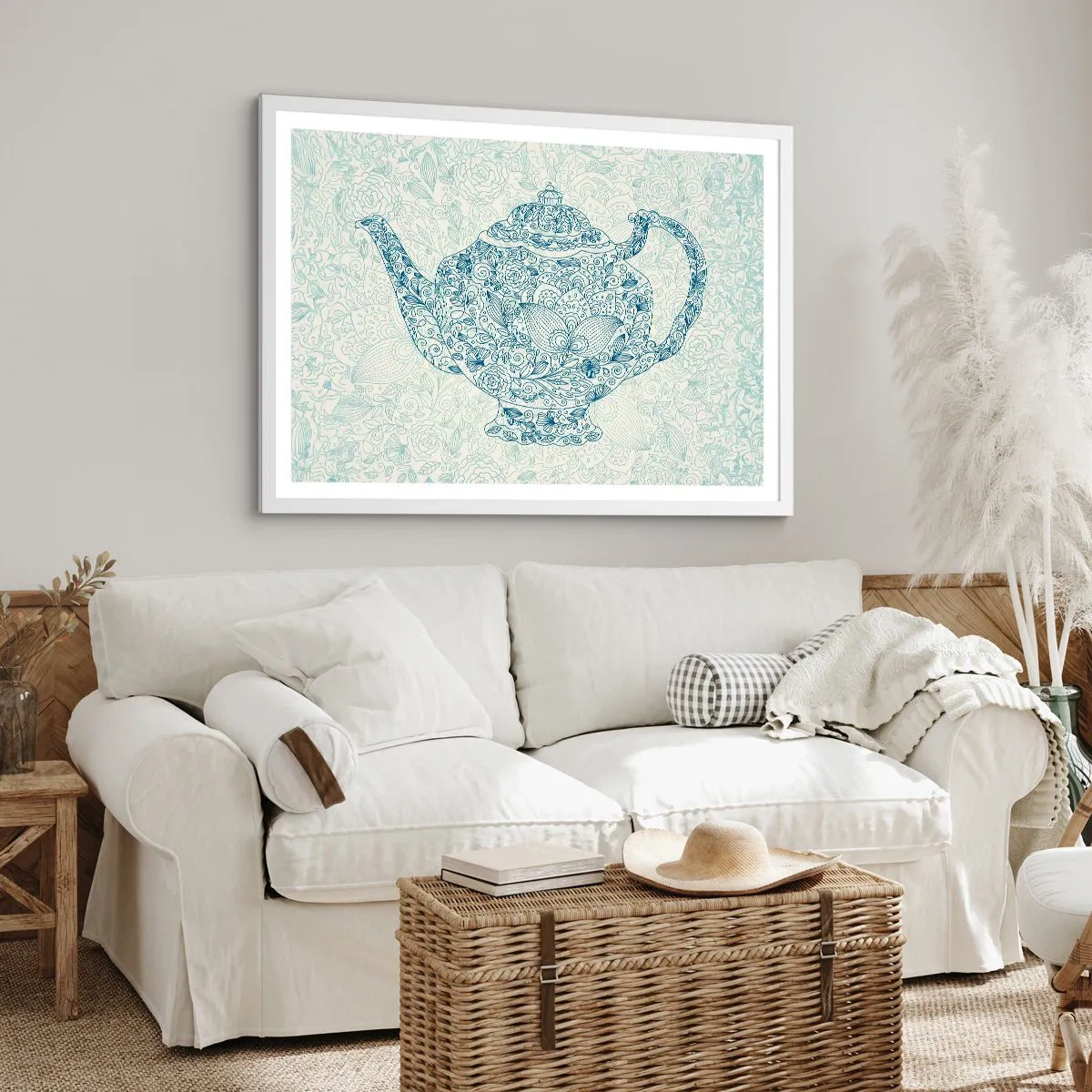 Poster in white frmae - Charm of Tea - 91x61 cm