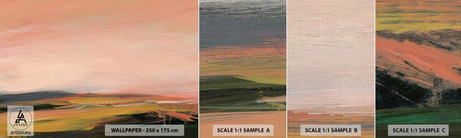 Photo Wallpaper Sample Premium Canvas - In Pink Tones - Landscape, Piece, View - 100x30 cm