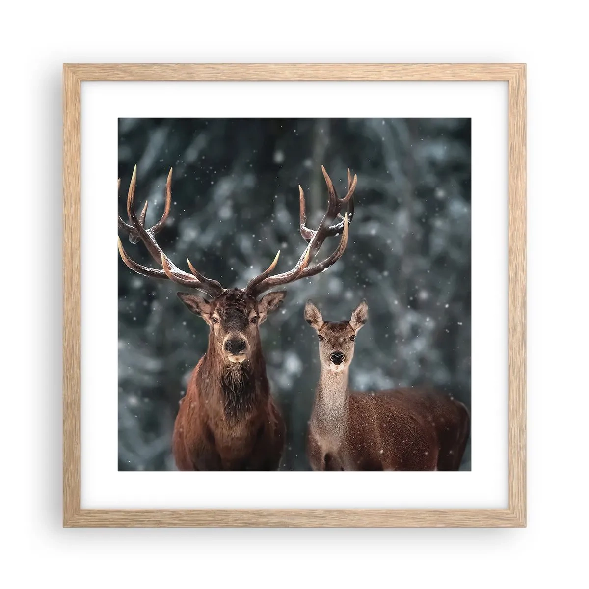 Poster in light oak frame - Master of the Forest with His Wife - 40x40 cm