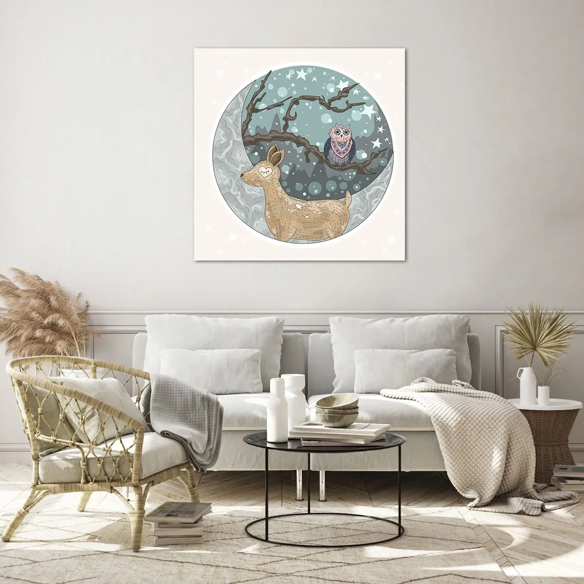 Glass picture - Fairytale Night in a Forest - 60x60 cm