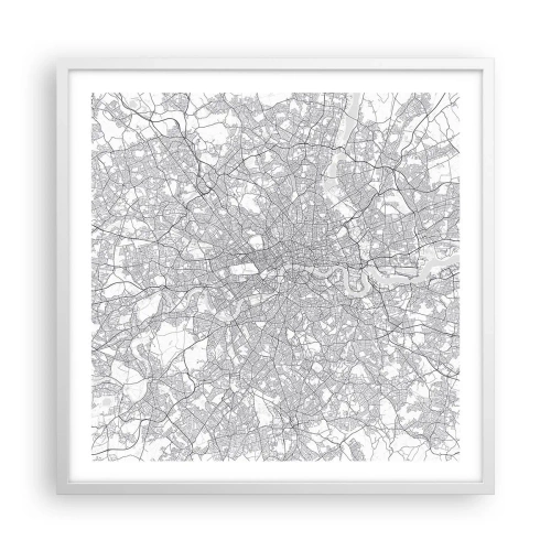 Poster in white frmae - Map of London Maze - 60x60 cm
