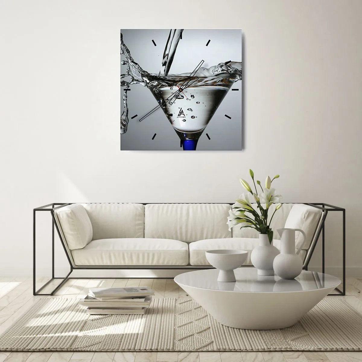 Wall clock - Clock on glass - On the Brim of a Glass - 40x40 cm