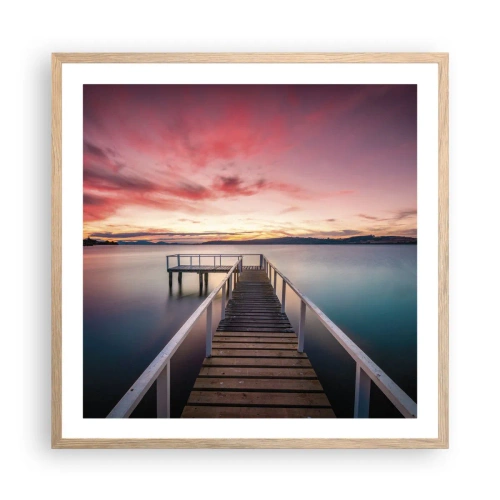 Poster in light oak frame - Mild Flame of an Evening - 60x60 cm