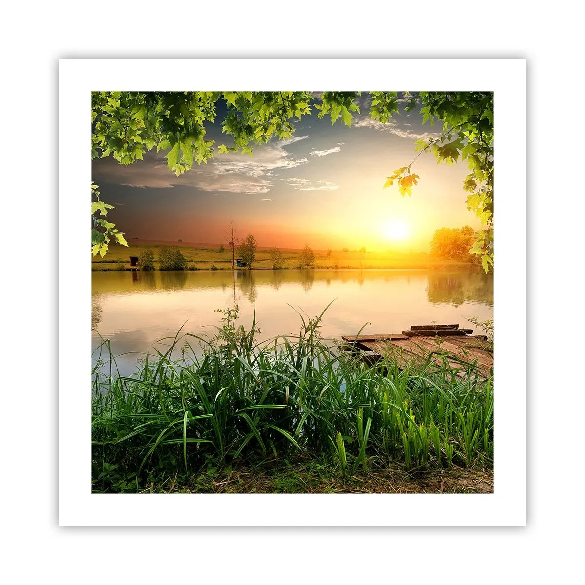 Poster - Landscape in a Green Frame - 50x50 cm