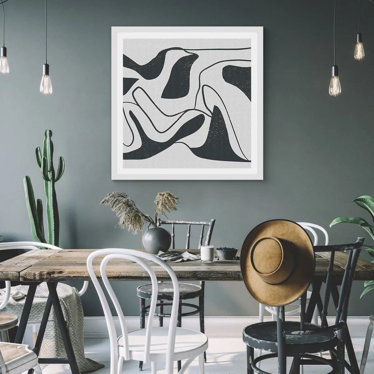 Poster in white frmae - Abstract Fun in a Maze - 40x40 cm