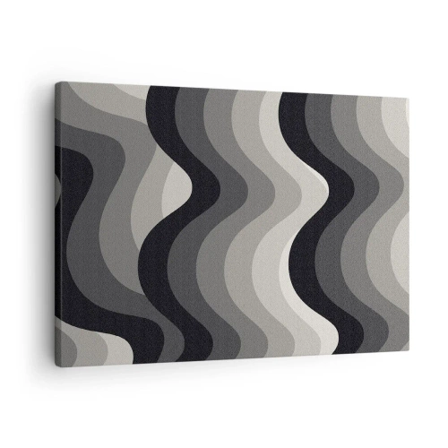 Canvas picture - Black and white wavy patterns in shades of gray - 70x50cm - Wave after Wave - Modern wall decoration for the living room and bedroom ARTTOR