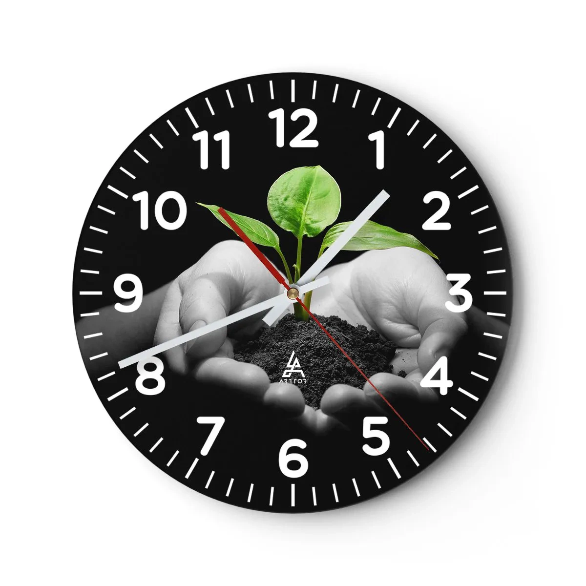 Wall clock - Clock on glass - I Love Nature, I Protect It - 30x30 cm