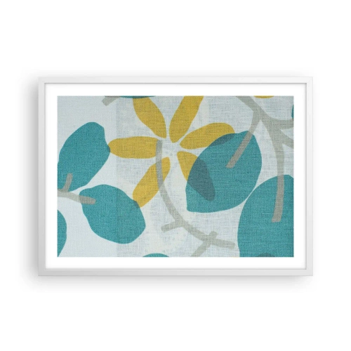 Poster in white frmae - Among Azure Leaves - 70x50 cm
