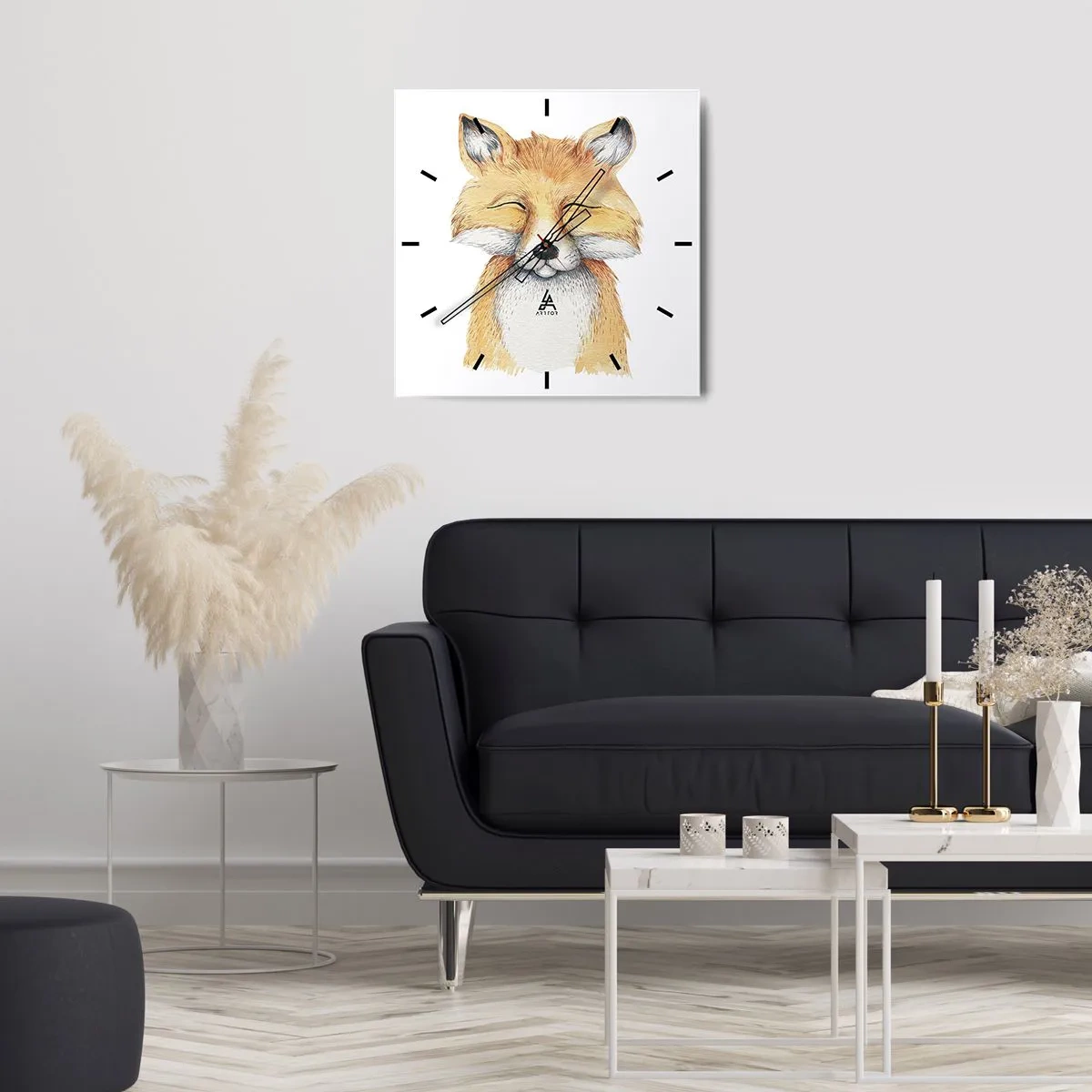 Wall clock - Clock on glass - Fox Moods - 30x30 cm