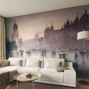 Self-Adhesive Photo Wallpaper Deluxe Sticker - In a Rainy Fog - City, Architecture, Monuments - 450x315 cm