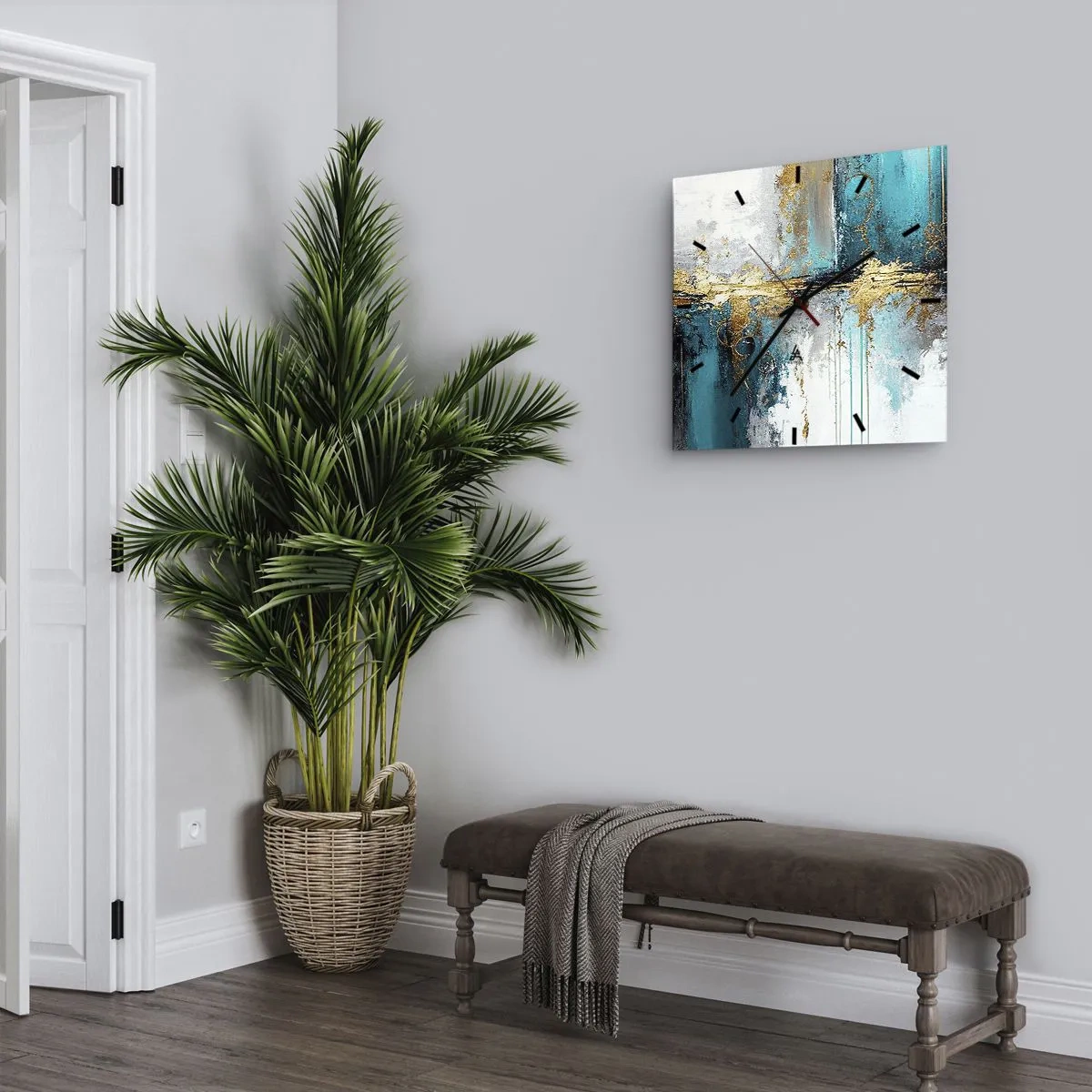 Wall clock - Clock on glass - Everything Flows - 40x40 cm