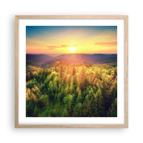 Poster in light oak frame - Peaks and Summits - 50x50 cm