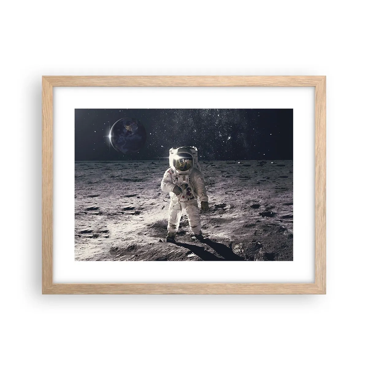 Poster in light oak frame - Greetings from the Moon - 40x30 cm