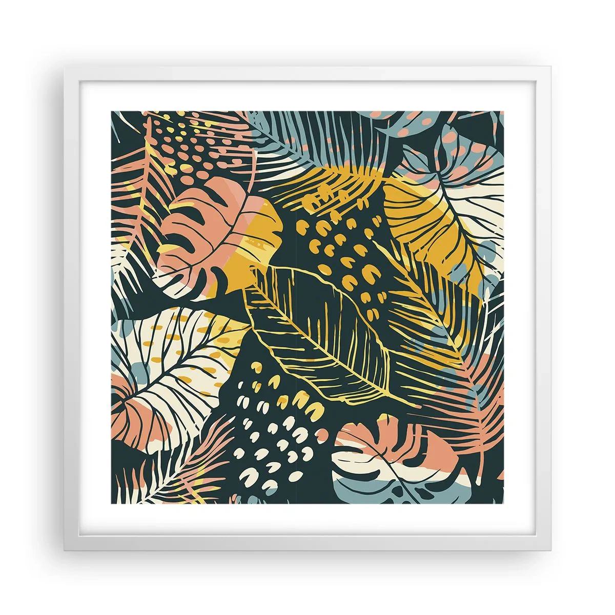 Poster in white frmae - Leafy Fantasy - 50x50 cm