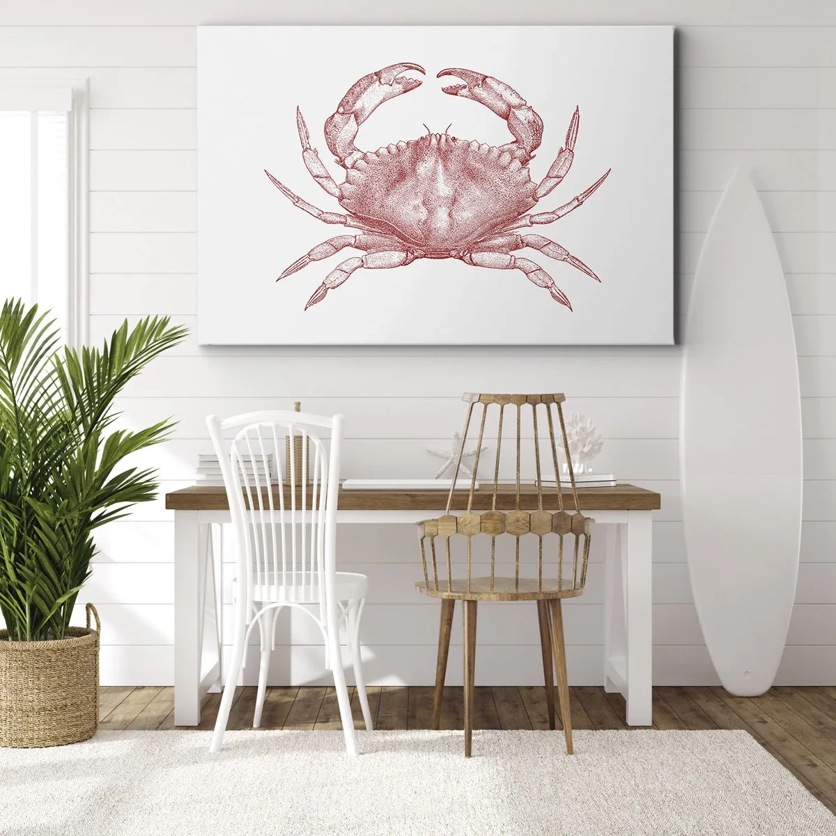 Canvas picture - Drawing of a crab in a red shade - 70x50cm - Crab Like No Other - Modern wall decoration for the living room and bedroom ARTTOR