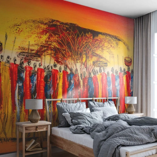 Photo Wallpaper Premium Canvas - Marching in the Rhythm of Tam-tam - Piece, People, Africa - 450x315 cm