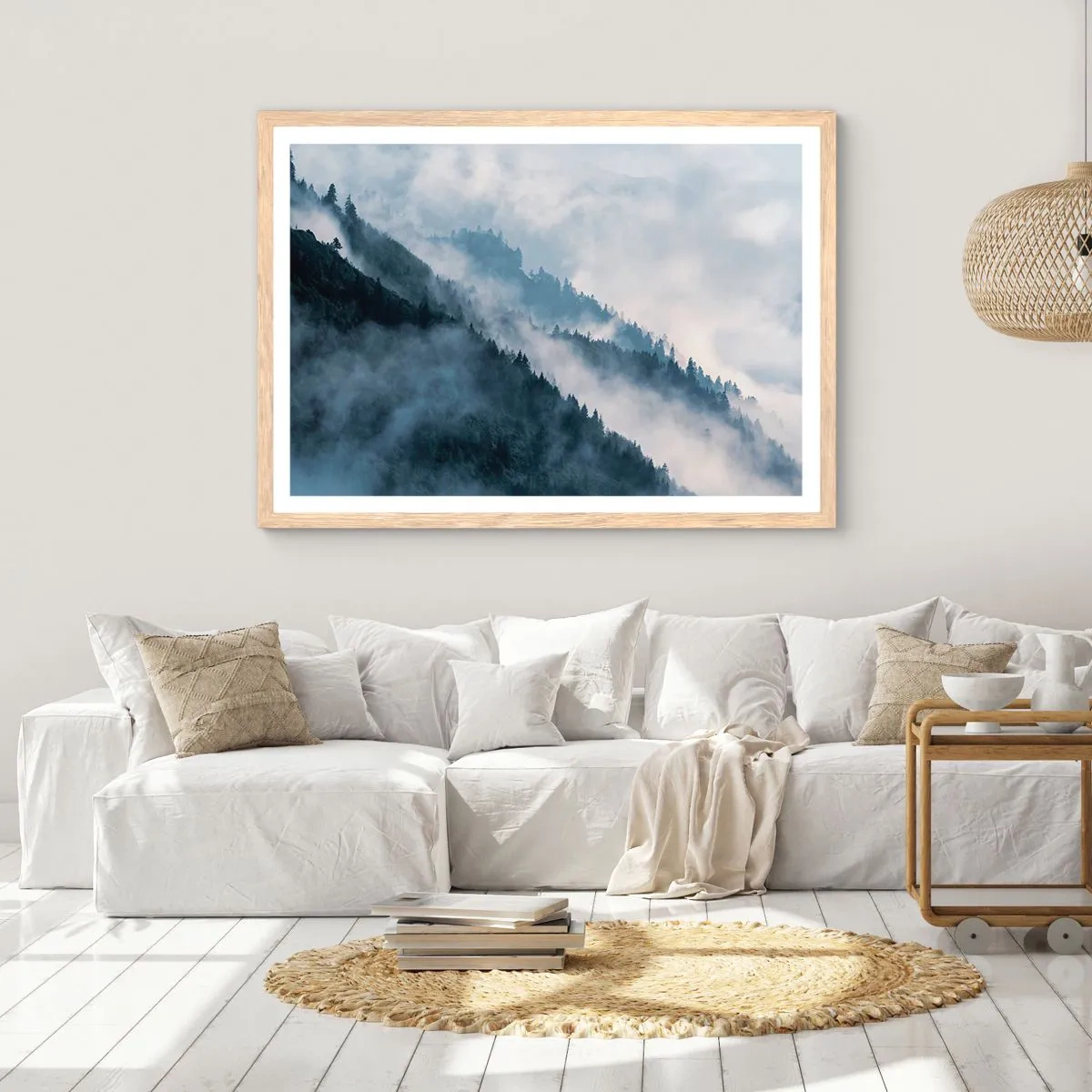 Poster in light oak frame - Mysticism of the Mountains - 100x70 cm