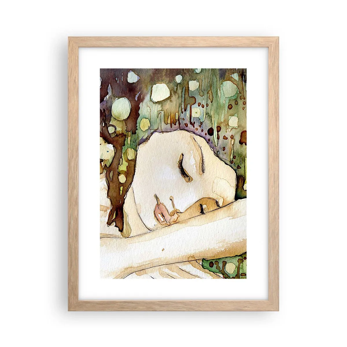Poster in light oak frame - Emerald and Violet Dream - 30x40 cm