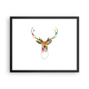 Poster in black frame - Deer Bathed in Colour - 50x40 cm
