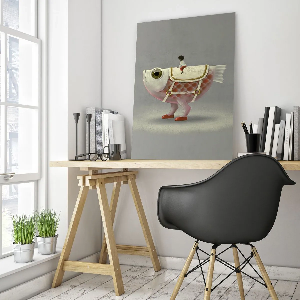 Glass picture - Fish Jockey - 80x120 cm