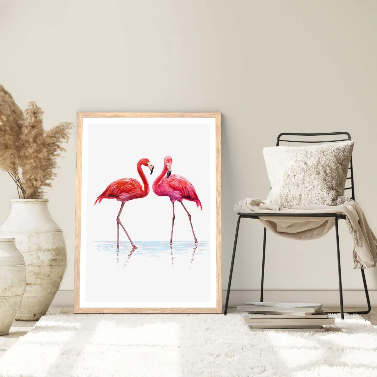 Poster in light oak frame - Pink Rendezvous - 50x70 cm