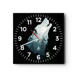 Wall clock - Clock on glass - Sound of a Night Forest - 30x30 cm