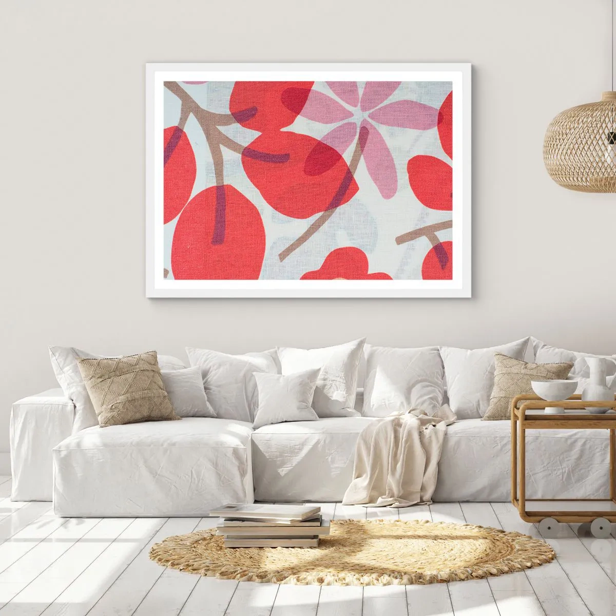 Poster in white frmae - Flower Composition in Pink - 100x70 cm