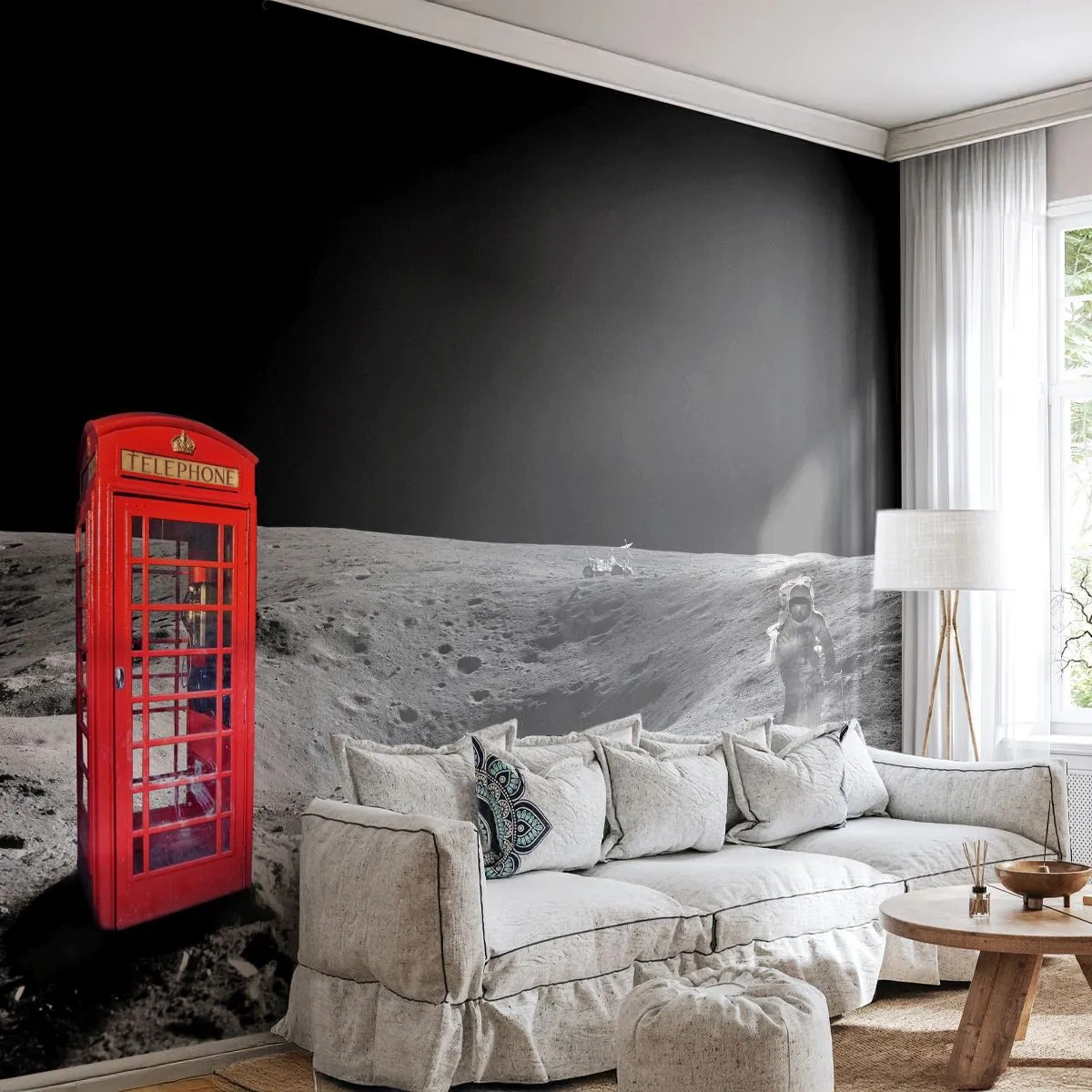 Self-Adhesive Photo Wallpaper Deluxe Sticker - Space Joke - Abstraction, Moon, Astronaut - 200x140 cm