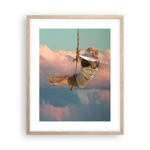 Poster in light oak frame - Fun in the Clouds - 40x50 cm